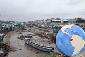 El mar se retira en Puerto de Santa Rosa del Ecuador