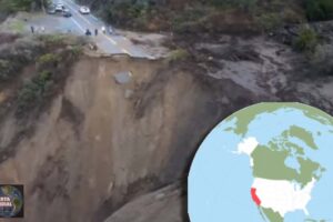 Enorme socavón arrasó parte de una autopista en California