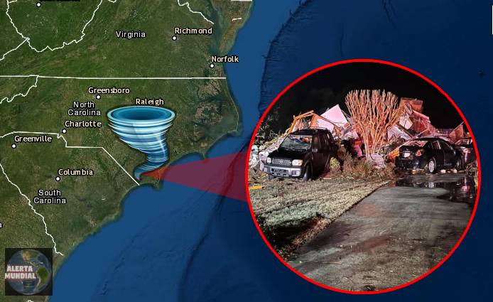 El tornado de Carolina del Norte destruye varias casas; mata a 3, hiere al menos a 10