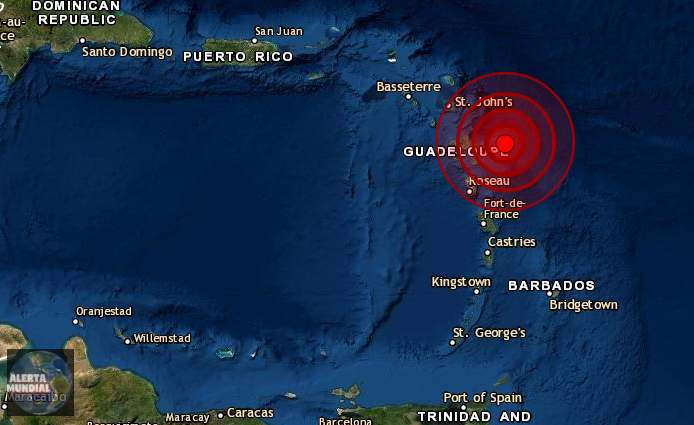 Sismo de magnitud 5.8 en Guadalupe y Antigua y Barbuda