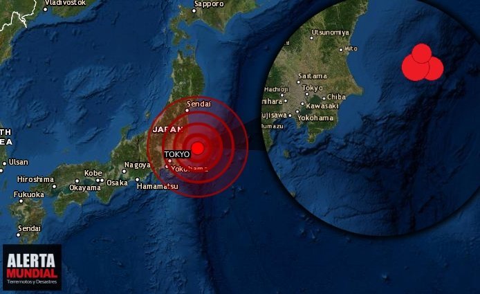 En 10 minutos 3 fuertes sismos sacude las costas de Tokyo en Japón
