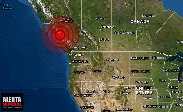 Poderoso sismo golpea Columbia Británica, Canadá