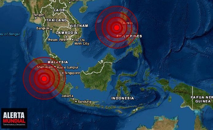 Dos potente sismos de 6.4 y 6.7 en un lapso de tres minutos sin AMENAZA de tsunami sacude Filipinas e Indonesia