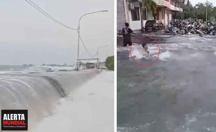 Al igual que un tsunami, cientos de trabajadores en Indonesia corrieron presas del pánico, muchas casas y automóviles se inundaron por la marea