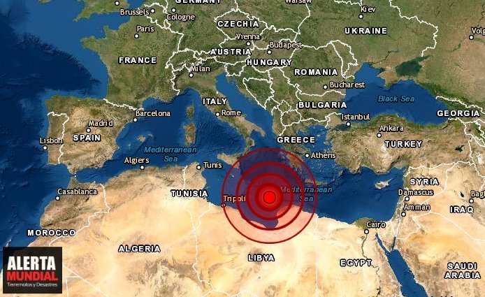 Fuerte sismo de magnitud 5.9 se registra en el Mar Mediterráneo