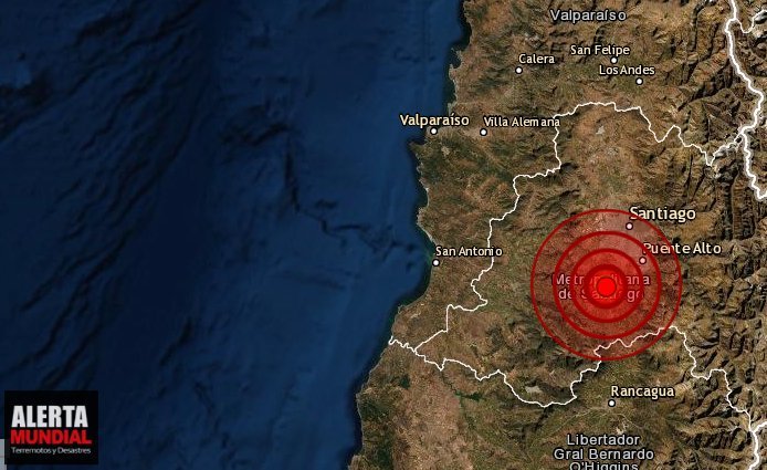 Sismo sentido fuerte se percibe en la capital de Chile