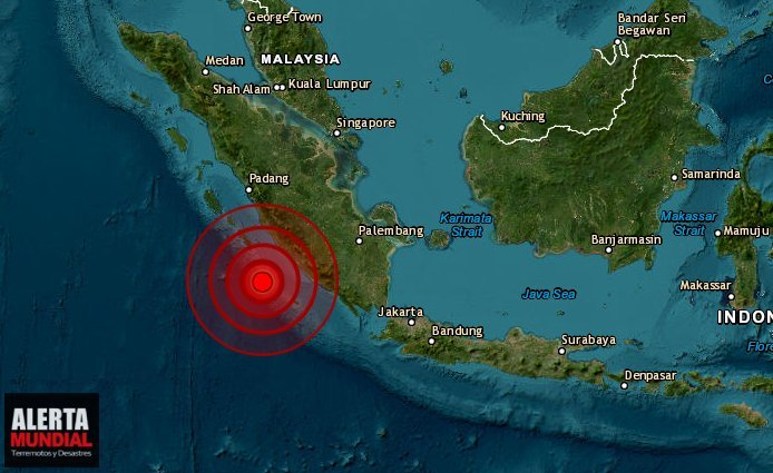 Terremoto de magnitud 6.9 sacude la isla Sumatra de Indonesia