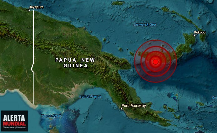 Terremoto un temblor de magnitud 6.5 sacude a Papúa Nueva Guinea