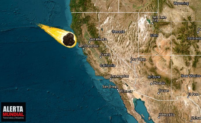 Enorme bola de fuego con fuerte resplandor cerca del área de la bahía de California