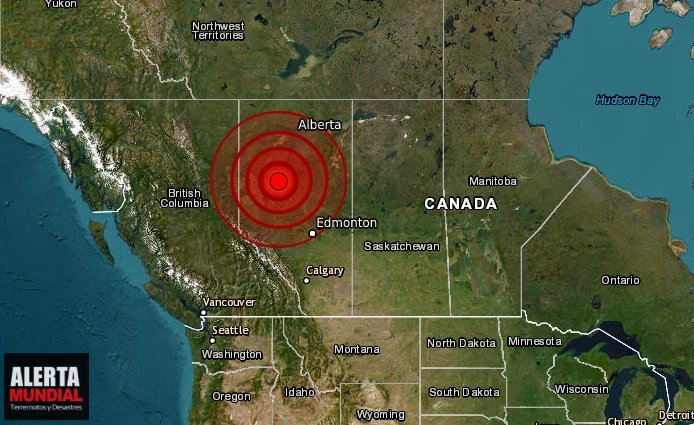 Múltiples sismos moderados sacuden Alberta, Canadá