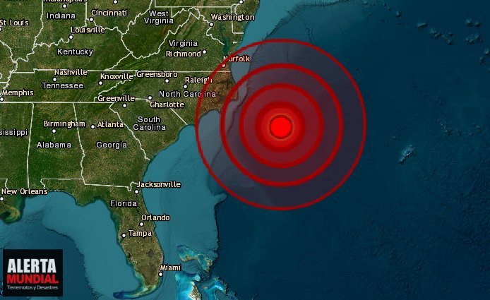 Reportan sismo inusual frente a la costa de Carolina del Norte