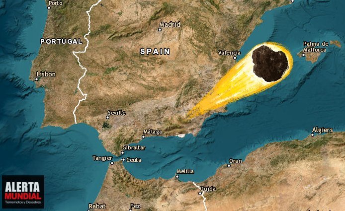 Enorme meteorito sobre los cielos de Valencia, España