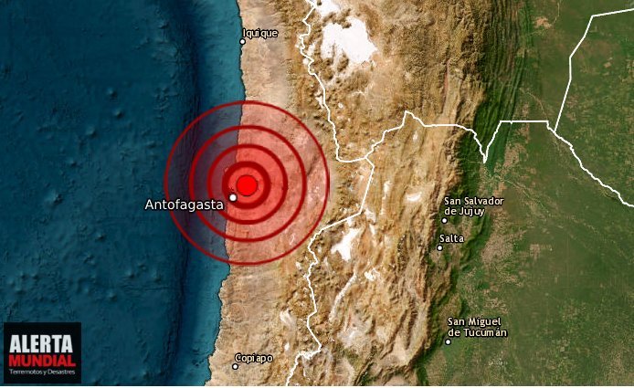 Fuerte sismo sacude la región de Antofagasta de Chile..