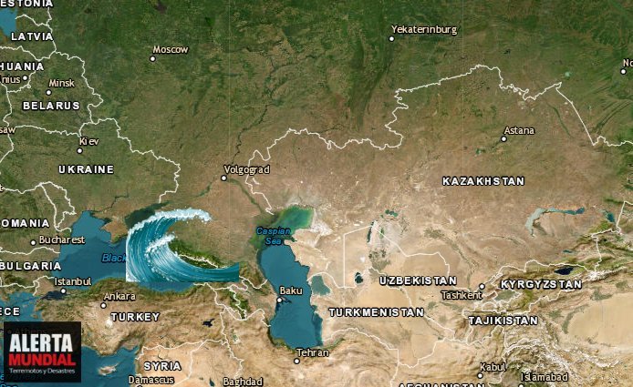 El mar se sale en Rusia lo invade todo como un TSUNAMI