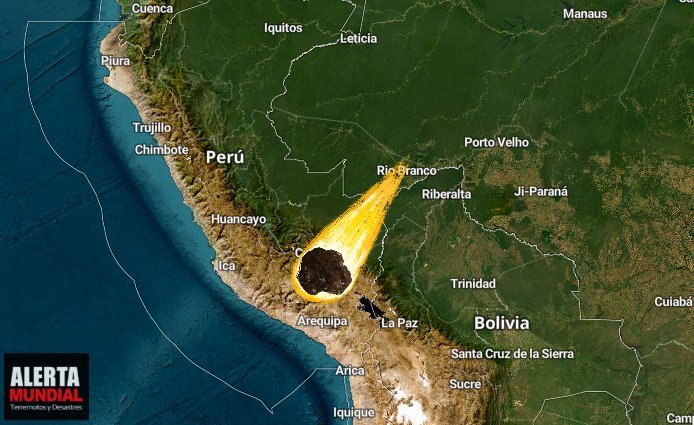 Enorme meteorito causa fuerte explosión que se desintegró en el cielo de Arequipa, Perú..