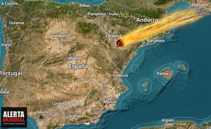 Enorme bólido como bola de fuego ilumina todo el cielo de España