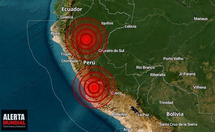 Dos Sismos en Perú golpean fuertemente la sierra y la selva de Perú, sin reporte de daños