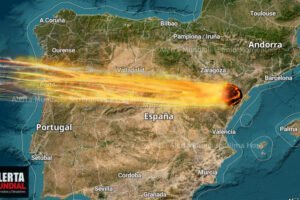 Inusual enorme meteoroide con fuerte resplandor sobrevuela el cielo nocturno de España