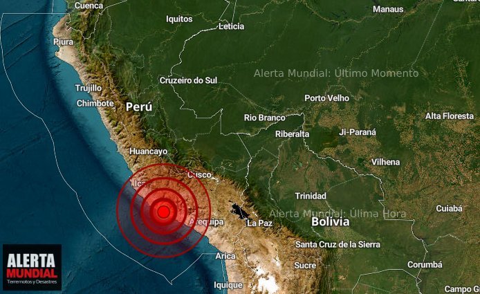 Sismo FUERTE la región de Arequipa con epicentro en el mar cerca de Yauca
