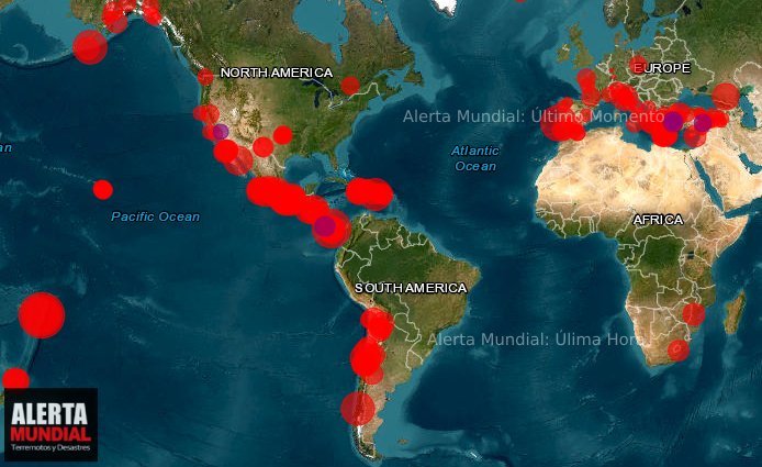 Actividad sísmica notable en las ultimas 24 horas desde Portugal hasta Panama, Chile, Mexico y Costa Rica