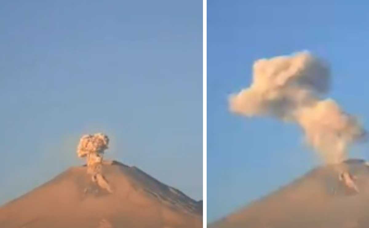 Columnas de humo se elevan desde el volcán Popocatépetl en México