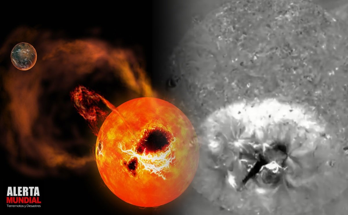 El sol dispara una gran llamarada solar de una mancha solar que mira hacia la Tierra