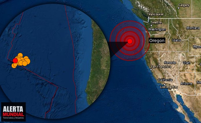 Un enjambre de sismos fuertes esta golpeando las costas de Oregon