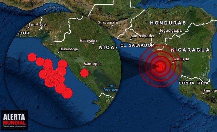 Al menos 30 temblores mueven a Corinto, Nicaragua tras el potente sismo