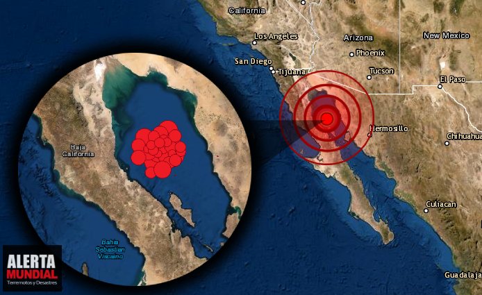 Enjambre sísmico de mas de 59 SISMOS esta golpeando las aguas del Golfo de California