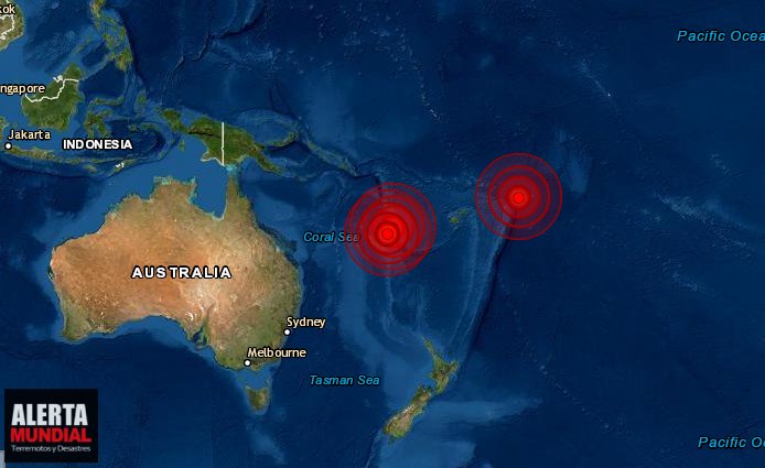 En lapso de minutos tres fuertes sismos de magnitud 5.7, 6.1 y 6.0 sin amenaza de tsunami se registra hace minutos en Vanuatu y Tonga