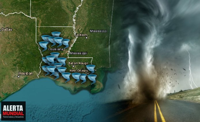 Varias victimas cuando 21 tornados azota el estado de Luisiana en menos de 24 horas