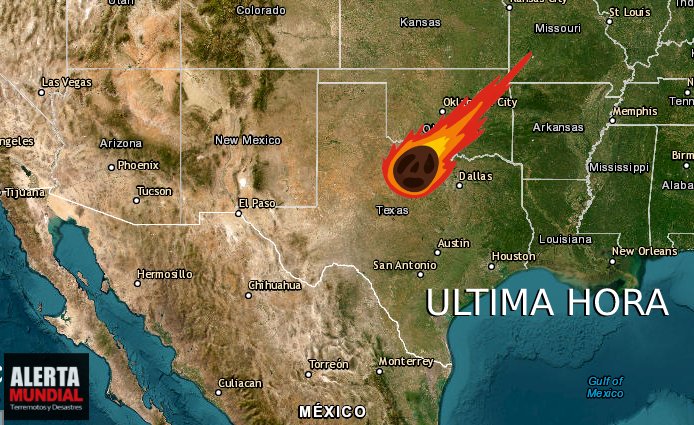 Reporta caída de bola de fuego cuando un auge sónico y temblores de tierra en Texas