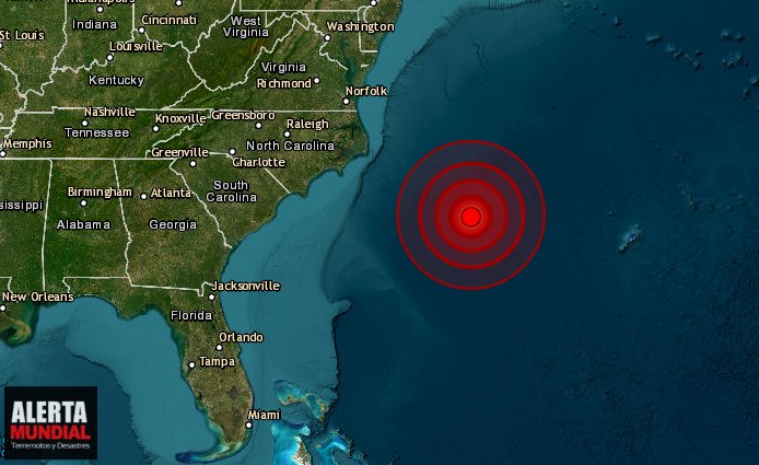 Reportan sismo inusual frente a la costa de Carolina del Norte