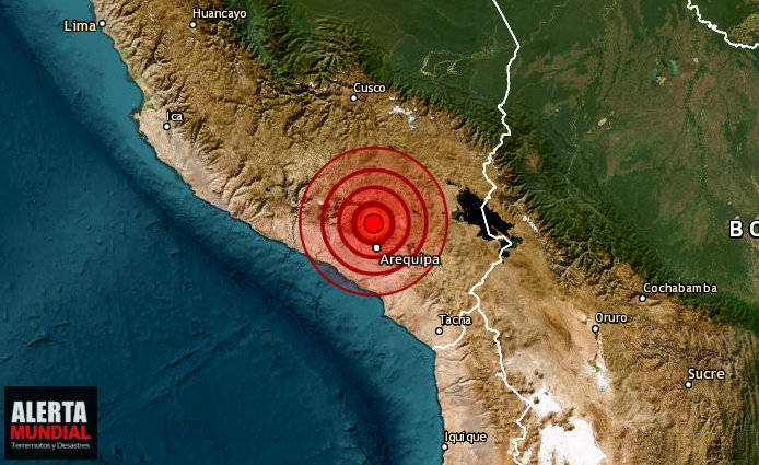 Un sismo fuerte moderado sacude el Departamento de Arequipa, Perú..