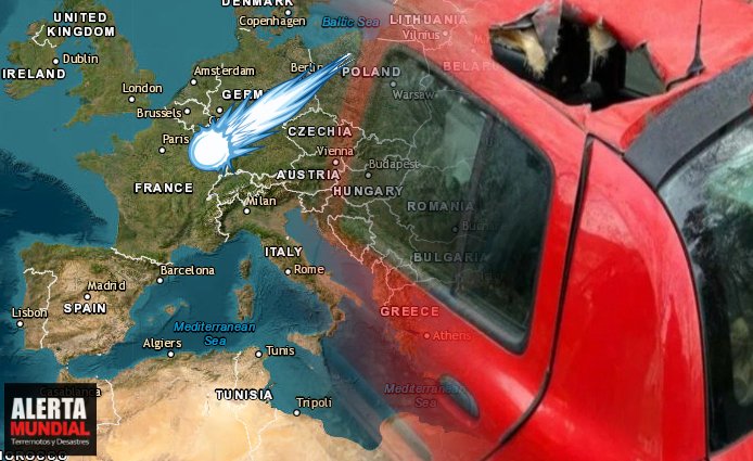 Posible impacto de Meteorito sobre un carro estacionado en calles de Estrasburgo