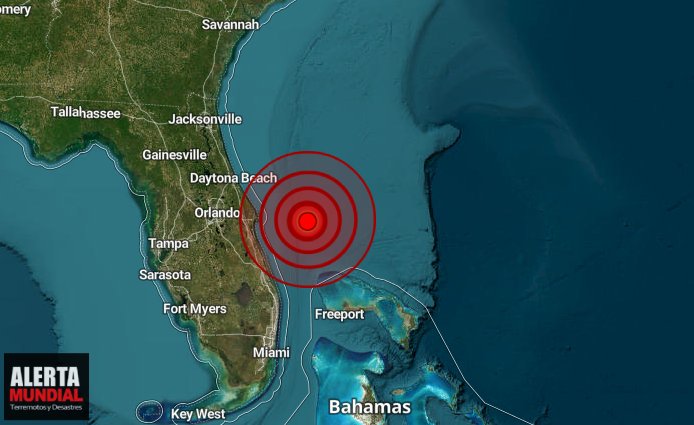 Floridanos sacudidos por un fuerte sismo a unas 100 millas de la costa en el Océano Atlántico